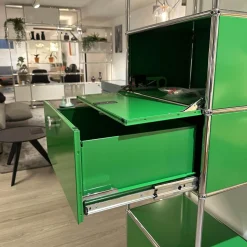 USM Haller Vitrinen & Highboards|Highboard Pulverbeschichteter Stahl USM Grün Chrom