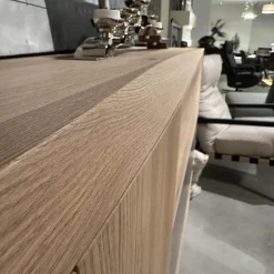 Anrei Kommoden & Sideboards|Highboard Puro Wave W40 Massivholz Eiche Absetzung MDF Steingrau Lackiert