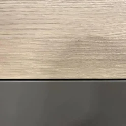 Anrei Kommoden & Sideboards|Highboard Puro Wave W40 Massivholz Eiche Absetzung MDF Steingrau Lackiert