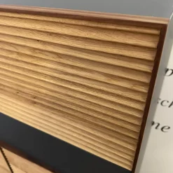 Scholtissek Vitrinen & Highboards|Highboard Schrank Tratum Klein Knorrige Eiche Natur Geölt Glas Dunkelgrau Matt Mit Lamellenfronten