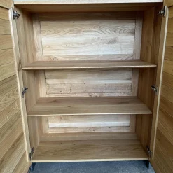 Scholtissek Vitrinen & Highboards|Highboard Schrank Tratum Klein Knorrige Eiche Natur Geölt Glas 9010 Weiß Matt Mit Lamellenfronten