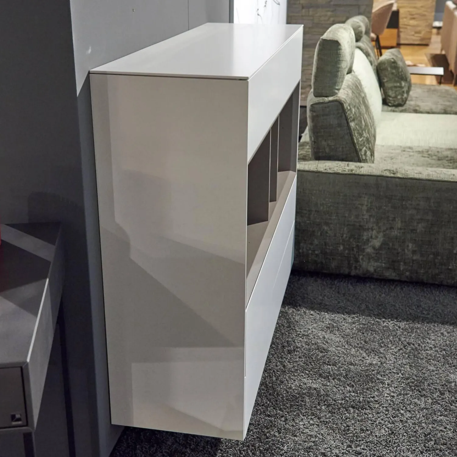 Kettnaker Vitrinen & Highboards|Highboard Soma Lack Matt Weiß Basalt Zargen Lack Weiß Matt Gestell Wange Alufarbig