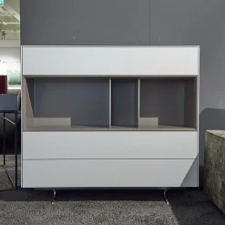 Kettnaker Vitrinen & Highboards|Highboard Soma Lack Matt Weiß Basalt Zargen Lack Weiß Matt Gestell Wange Alufarbig