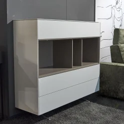 Kettnaker Vitrinen & Highboards|Highboard Soma Lack Matt Weiß Basalt Zargen Lack Weiß Matt Gestell Wange Alufarbig