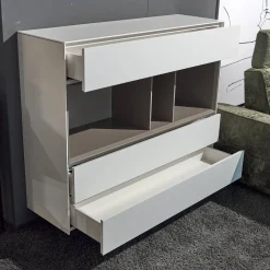 Kettnaker Vitrinen & Highboards|Highboard Soma Lack Matt Weiß Basalt Zargen Lack Weiß Matt Gestell Wange Alufarbig