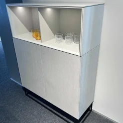 Kettnaker Vitrinen & Highboards|Highboard Soma Lack Steingrau Abdeckplatte Beton Grau Mit Beleuchtung