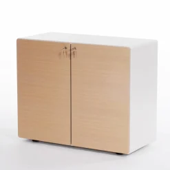 Renz Regale & Container|Highboard Star Strukturlack Weiß_x000b_Türfronten Eiche Hell_x000b_mit Fachböden