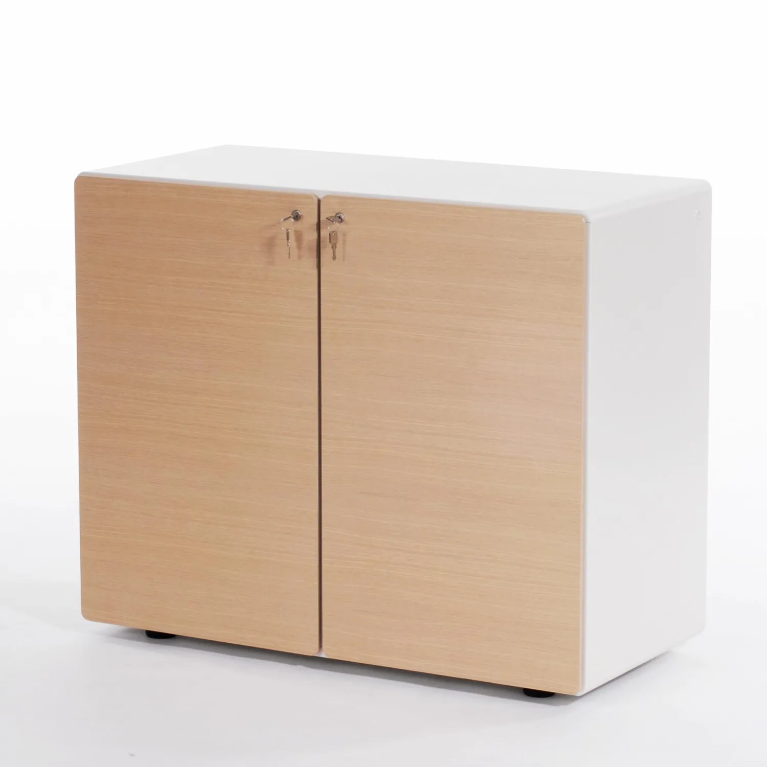 Renz Regale & Container|Highboard Star Strukturlack Weiß_x000b_Türfronten Eiche Hell_x000b_mit Fachböden