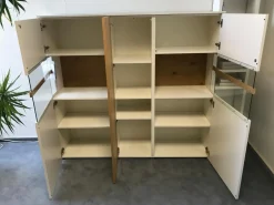 Sudbrock Vitrinen & Highboards|Highboard Sunberry 661 Glattlack 419 Blütenweiß Weiß 102 Ethno Eiche Mit Pushbeschlag Grifflos Inklusive Beleuchtung