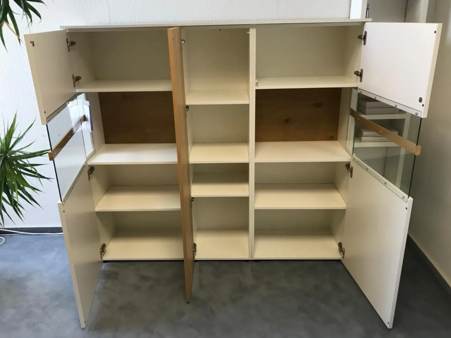 Sudbrock Vitrinen & Highboards|Highboard Sunberry 661 Glattlack 419 Blütenweiß Weiß 102 Ethno Eiche Mit Pushbeschlag Grifflos Inklusive Beleuchtung