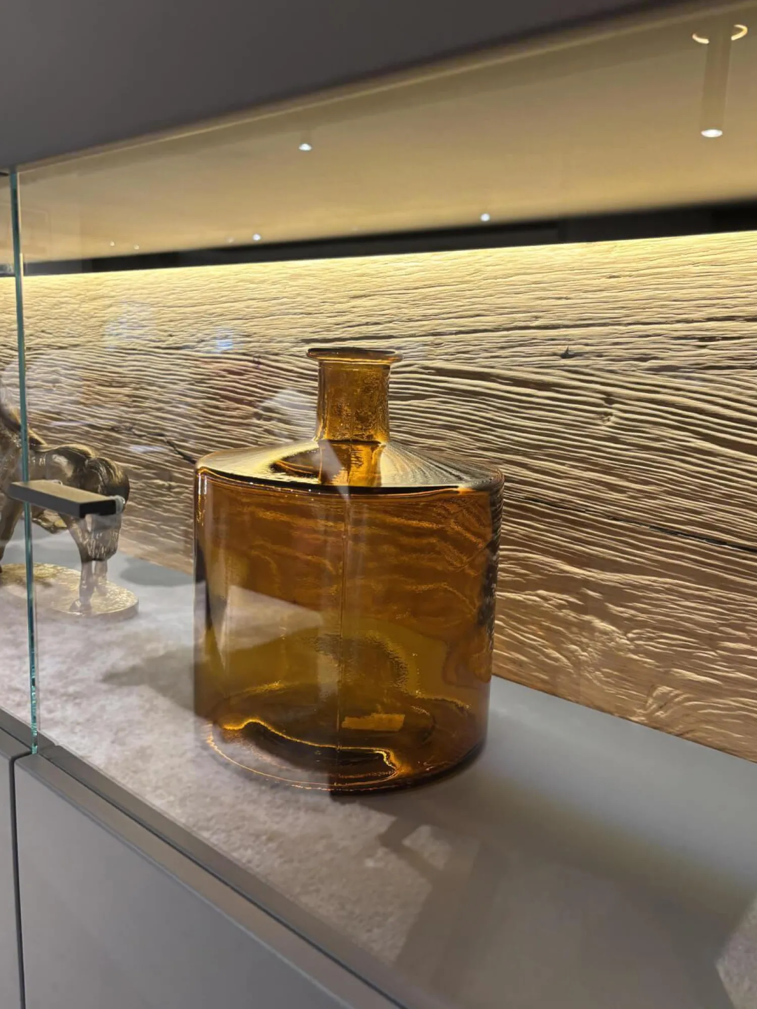 Natura Vitrinen & Highboards|Highboard Tucson Lack Graphitgrau Verglast Akzent Wildeiche Mit Beleuchtung Inklusive Schalter