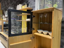 WK Wohnen Vitrinen & Highboards|Highboard WK 490 Baristo 180180 Asteiche Massiv Natur 2502 Belassen Geölt Mit LED Beleuchtung