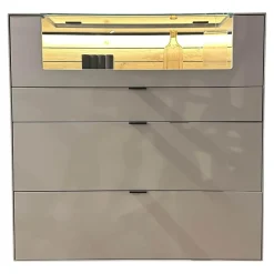 Wöstmann Vitrinen & Highboards|Highboard WM2380 Lack Samtgrau Wildeiche Massiv Soft Gebürstet Mit Glasausschnitt