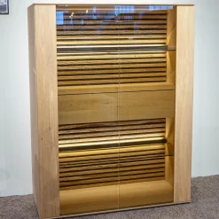 Schöner Wohnen-Kollektion Vitrinen & Highboards|Highboard Yonna 7102 Kerneiche Natur Gebürstet Inklusive Beleuchtung