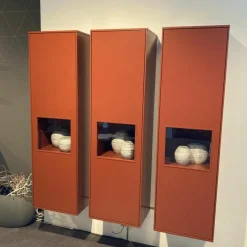 Musterring Vitrinen & Highboards|Hängeelement Kombi Kara Frame Lack Ziegelrot Glastür Inklusive Beleuchtung