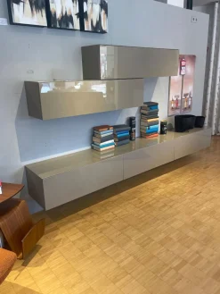 ArtigianMobili Wohnwände & Tv-Lowboards|Hängeschrankkombination Titolo Lack Terra Ombra Grau Braun Hochglanz