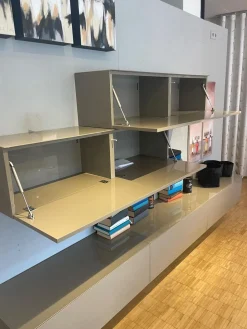 ArtigianMobili Wohnwände & Tv-Lowboards|Hängeschrankkombination Titolo Lack Terra Ombra Grau Braun Hochglanz