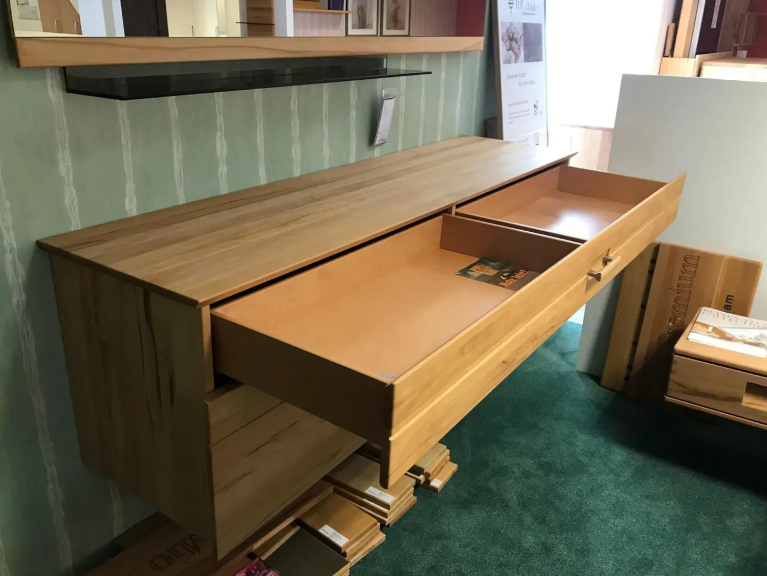 InCasa Kommoden & Sideboards|Hängesideboard Casa Vita Kernbuche Massiv Geölt ohne Spiegel