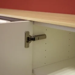 Sudbrock Kommoden & Sideboards|Hänge-Sideboard Cubo Korpus 420 Glattlack Verkehrsweiß Abdeckplatte 127 Eiche Milk