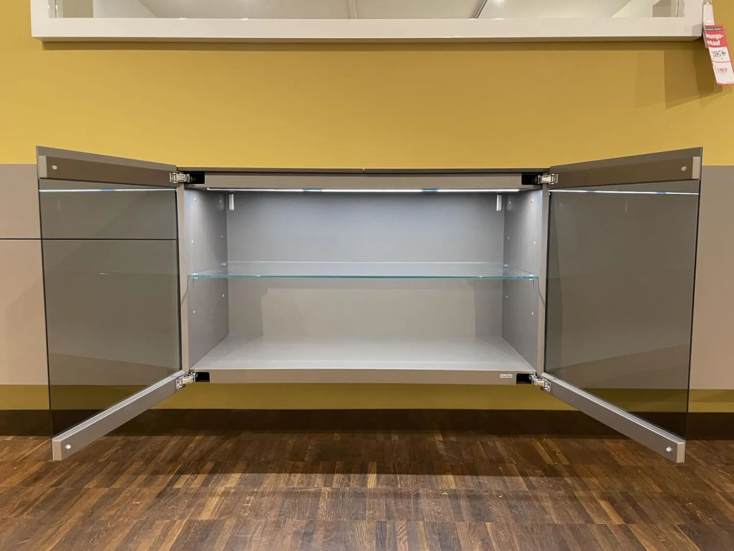 Interlübke Kommoden & Sideboards|Hängesideboard Cubus Light Lack M10 Bronze Metallic Grau Inklusive Vitrinenbeleuchtung