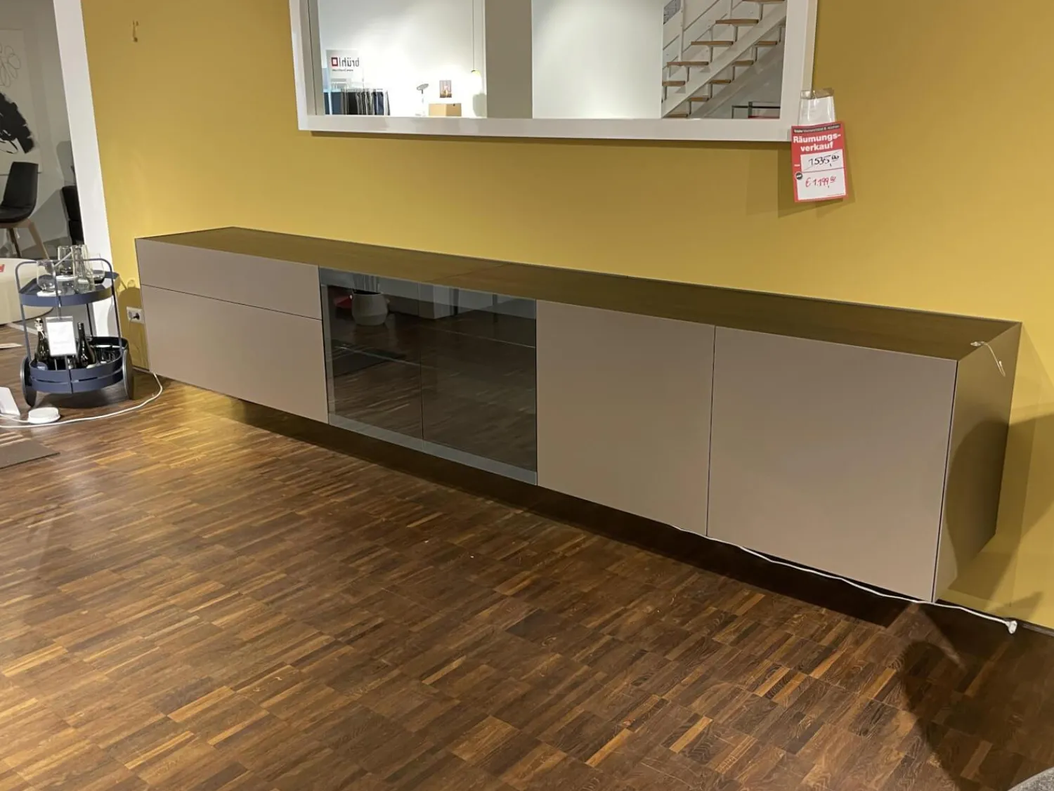 Interlübke Kommoden & Sideboards|Hängesideboard Cubus Light Lack M10 Bronze Metallic Grau Inklusive Vitrinenbeleuchtung