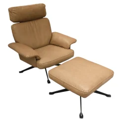 De Sede Relaxsessel|Hochlehnsessel DS-0031-111 Mit Hocker Leder Naturale 53 Noce 4-Sternfuß Schwarz Beschichtet