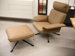 De Sede Relaxsessel|Hochlehnsessel DS-0031-111 Mit Hocker Leder Naturale 53 Noce 4-Sternfuß Schwarz Beschichtet