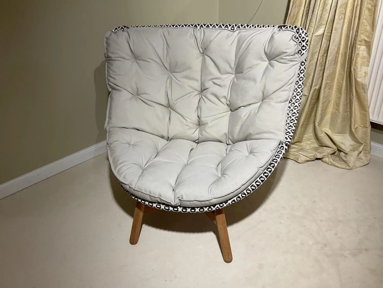 DEDON Loungemöbel|Loungemöbel|Hochlehnsessel Mbrace Stoff A 462 Cool Sage Grau Fasergeflecht Pepper Füße Teak Inklusive Hocker Und Kissen