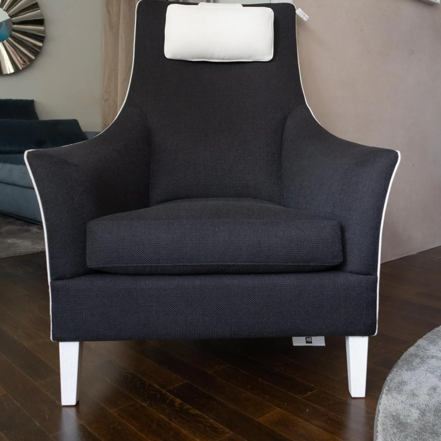 Bielefelder Werkstätten Relaxsessel|Hochlehnsessel Saloni Stoff Schwarz Palmira Cat. C 1640-191 Leder Weiß