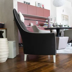 Bielefelder Werkstätten Relaxsessel|Hochlehnsessel Saloni Stoff Schwarz Palmira Cat. C 1640-191 Leder Weiß