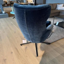 Brühl Relaxsessel|Hochlehnsessel Victor Stoff 4473 69 Dunkelblau Kreuzfuß Schwarz Inklusive Hocker