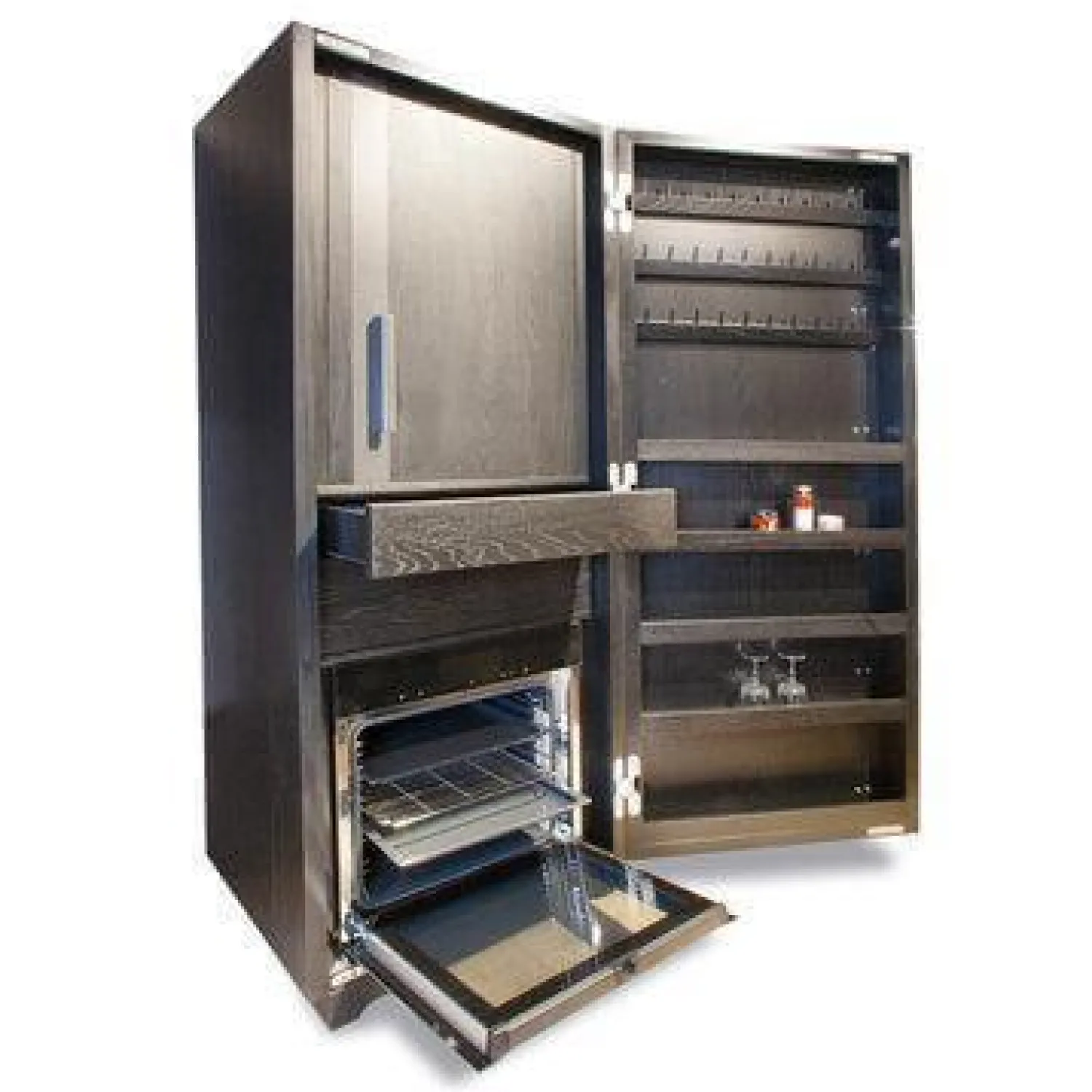 Riva1920 Vitrinen & Highboards|Hochschrank Cambusa Eiche ohne Knoten Pigmentiert Total Black Innen Eiche ohne Knoten Geölt Pigmentiert