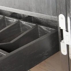 Riva1920 Vitrinen & Highboards|Hochschrank Cambusa Eiche ohne Knoten Pigmentiert Total Black Innen Eiche ohne Knoten Geölt Pigmentiert