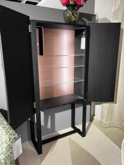 Christine Kröncke Vitrinen & Highboards|Hochschrank Shape 30 Collector Front Dark Beauty Quadrat Messing Brüniert Korpus Eiche Anthrazit Matt Lackiert Mit Beleuchtung