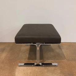 Walter Knoll Hocker & Sitzsäcke|Hocker Berlin Chair Leder Vintage 65 1410 Cigar Schwarz Gestell Profilstahl Hochglanz Verchromt