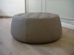 Signet Hocker & Sitzsäcke|Hocker Big Jack Bezug Leder Rancho Cora Grau Beige