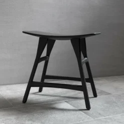 Ethnicraft Hocker & Sitzsäcke|Hocker Blackstone Osso Eiche Schwarz Lackiert