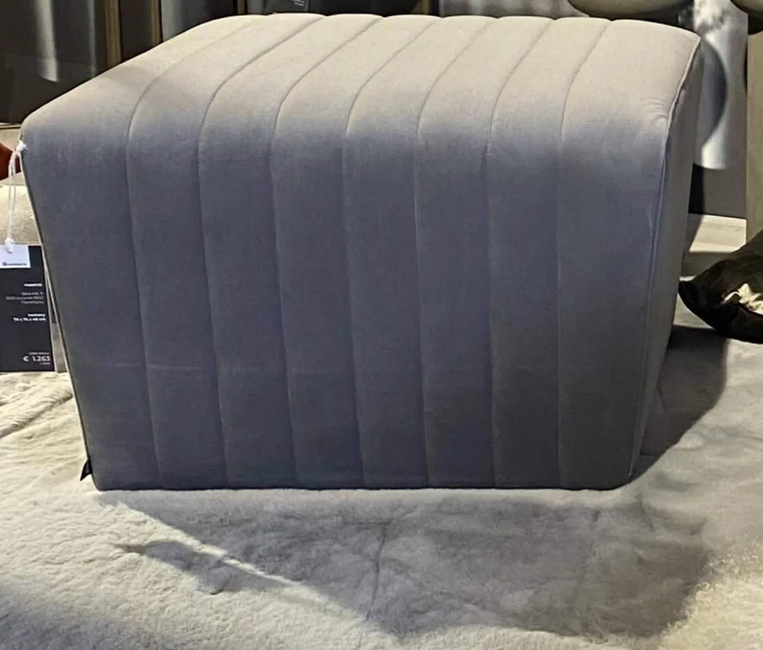 Christine Kröncke Hocker & Sitzsäcke|Hocker Boudoir Bezug Stoff 5002 Accente 9502 Flannel Gray Grau Mit Teflongleitern