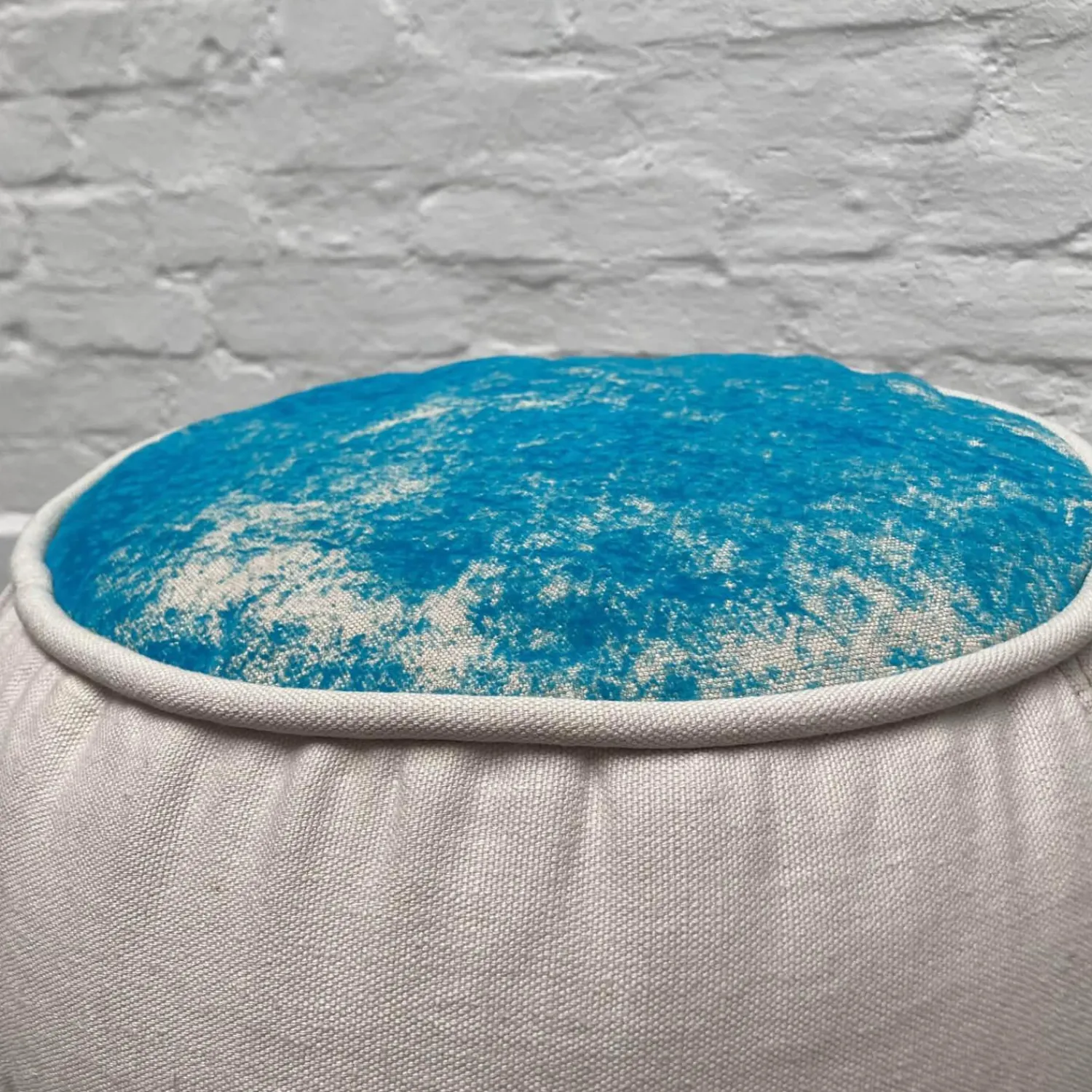 Moroso Hocker & Sitzsäcke|Hocker Chubby Chic Sitz Stoff Flock Türkis Weiß