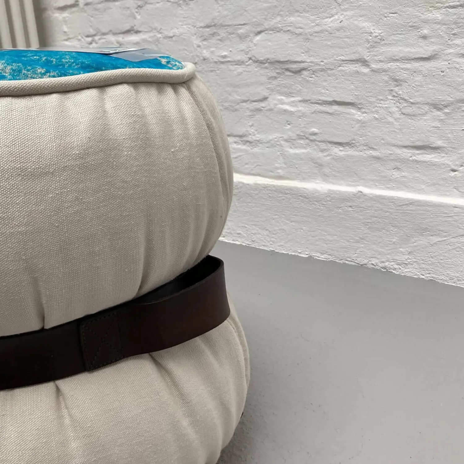 Moroso Hocker & Sitzsäcke|Hocker Chubby Chic Sitz Stoff Flock Türkis Weiß