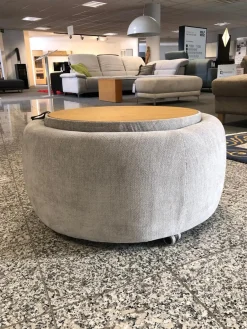 Troels Hocker & Sitzsäcke|Hocker Circle Stoff Yeti Triton Hellgrau Eiche Natur Geölt