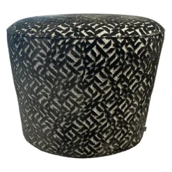 Christine Kröncke Hocker & Sitzsäcke|Hocker Easy Oval Stoff 07 Graphite Schwarz Weiß