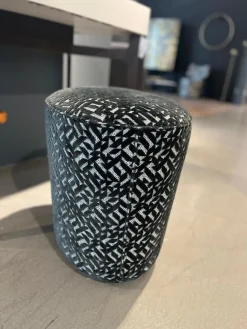 Christine Kröncke Hocker & Sitzsäcke|Hocker Easy Oval Stoff 07 Graphite Schwarz Weiß