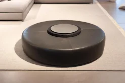 B&B Italia Hocker & Sitzsäcke|Hocker Harry Leder Kasia Eisengrau Füße Schwarz