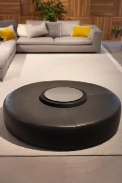 B&B Italia Hocker & Sitzsäcke|Hocker Harry Leder Kasia Eisengrau Füße Schwarz