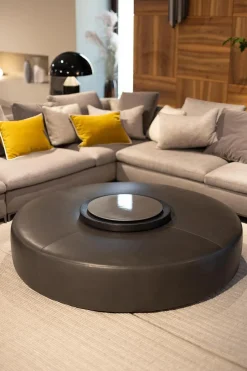 B&B Italia Hocker & Sitzsäcke|Hocker Harry Leder Kasia Eisengrau Füße Schwarz