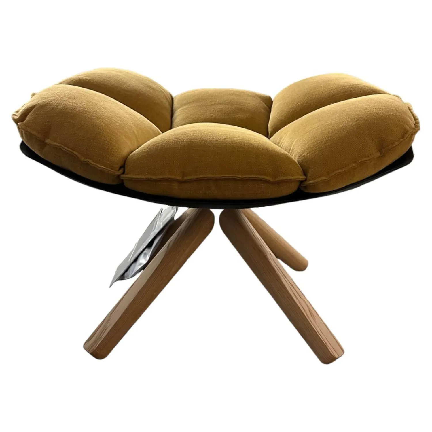 B&B Italia Hocker & Sitzsäcke|Hocker Husk Schale Schwarz Gestell Eiche Hell Gebürstet Mit Kissen Bezug Stoff Bellano Havana Beige