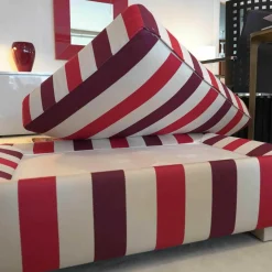 Bielefelder Werkstätten Hocker & Sitzsäcke|Hocker Inspiration Sahco-Stoff Rot Weiß