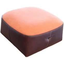 Walter Knoll Hocker & Sitzsäcke|Hocker Isanka Korpus Bezug Leder Saddle Coffee Sitzfläche Bezug Stoff Lino 7710 Crimson