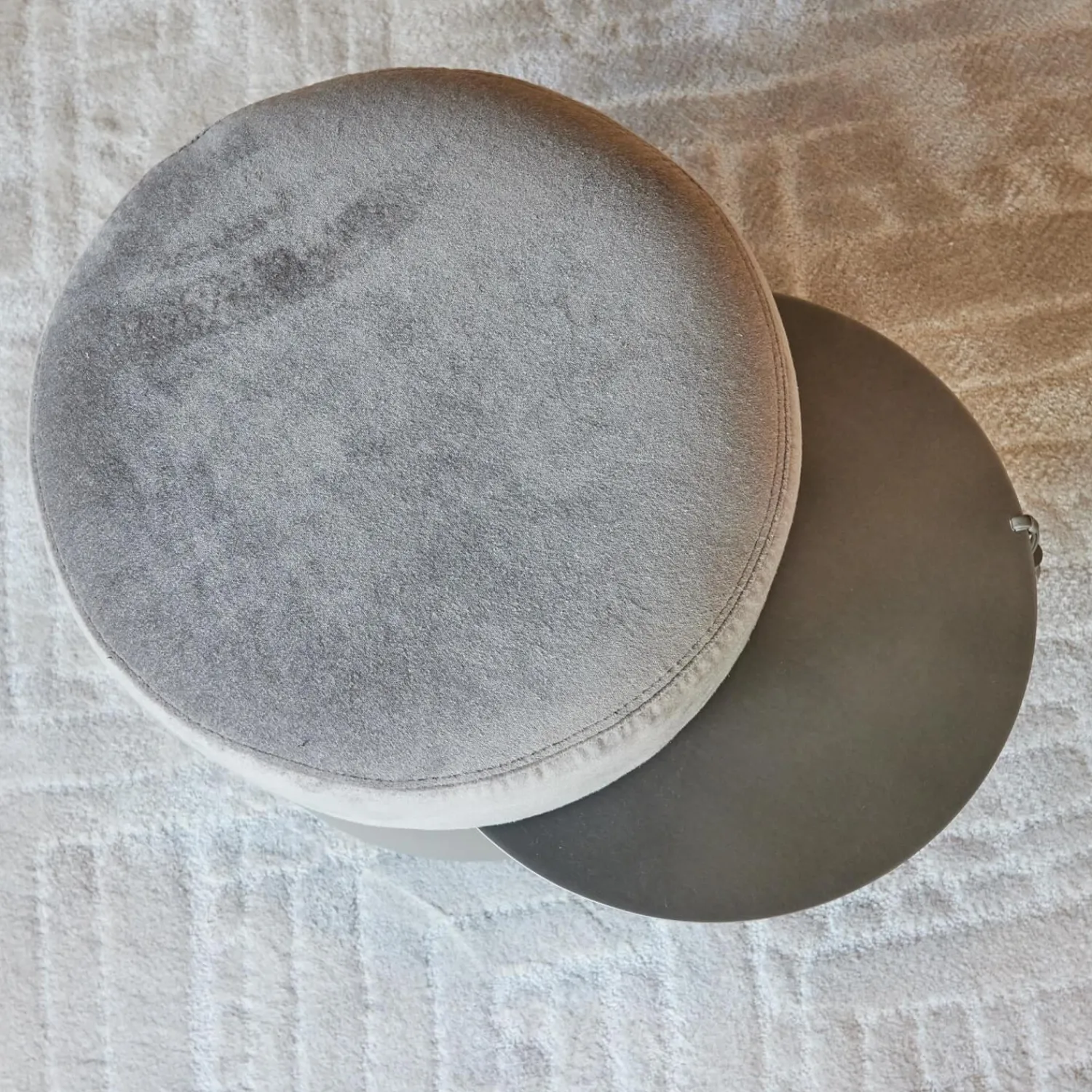 Giorgetti Hocker & Sitzsäcke|Hocker Otto Stoff Barkley 227 Farbe 44 Grau Mit Leder Ablage Gestell Metall